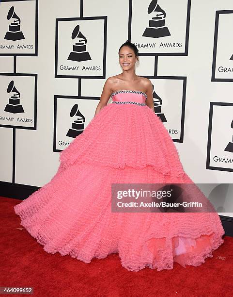 Recording artist Rihanna arrives at the 57th Annual GRAMMY Awards at Staples Center on February 8, 2015 in Los Angeles, California.