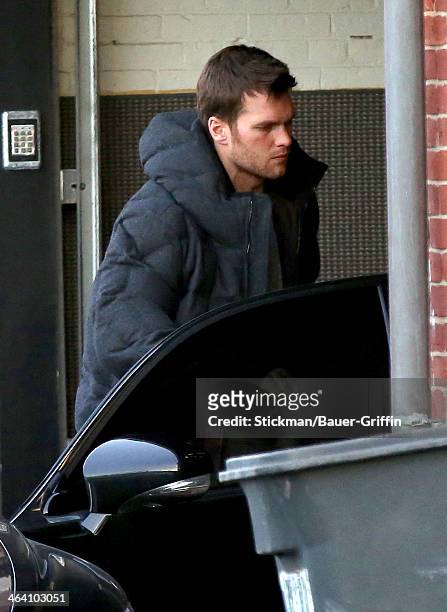 Tom Brady is seen shopping on January 20, 2014 in Boston, Massachusetts.