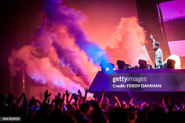 Dutch dj Armin van Buuren performs during the A State of Trance Festival in De Jaarbeurs in Utrecht on February 22, 2015. AFP PHOTO / ANP FERDY...