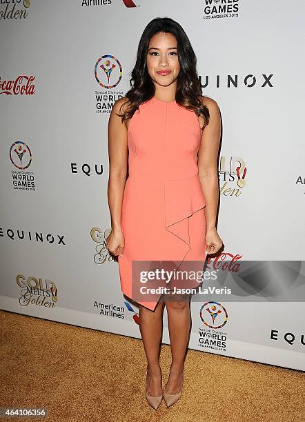 Actress Gina Rodriguez attends the 3rd annual Gold Meets Golden at Equinox Sports Club West LA on February 21, 2015 in Los Angeles, California.