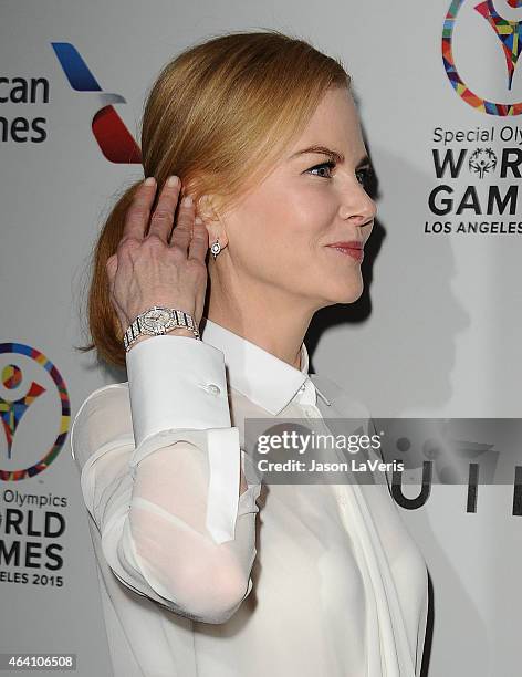 Actress Nicole Kidman attends the 3rd annual Gold Meets Golden at Equinox Sports Club West LA on February 21, 2015 in Los Angeles, California.