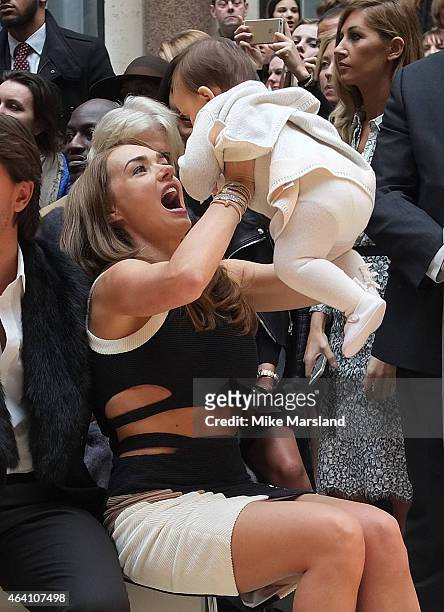 Tamara Ecclestone with baby Sophia attend the Julien Macdonald show during London Fashion Week Fall/Winter 2015/16 on February 21, 2015 in London,...