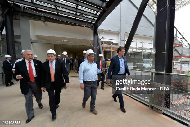 Secretary General, Jerome Valcke, State Host City Coordinator Mauricio Guimaraes, Governor of Mato Grosso Silval Barbosa and President of LOC 2014...