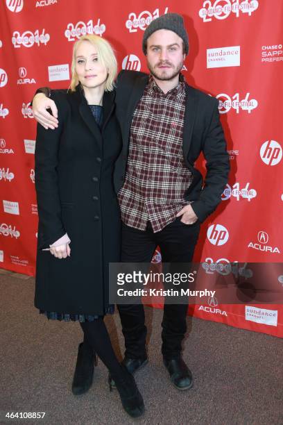 Filmmaker Mona Fastvold and Brady Corbet attend "The Sleepwalker" Premiere during the 2014 Sundance Film Festival at Library Center Theater on...
