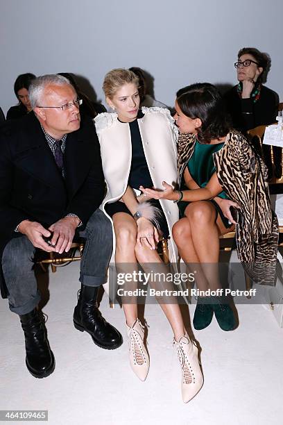 Model Elena Perminova with her husband owner of newspaper 'Evening Standar' Alexander Lebedev and Miroslava Duma attend the Giambattista Valli show...