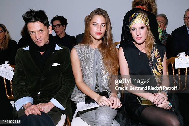 Daniel de la Falaise, Solene Hebert and Juliette maillot attend the Giambattista Valli show as part of Paris Fashion Week Haute Couture Spring/Summer...