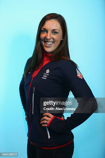 Jenna McCorkell of Team GB Figure Skating poses for a portrait during the kitting out day at adidas on January 20, 2014 in Stockport, England.