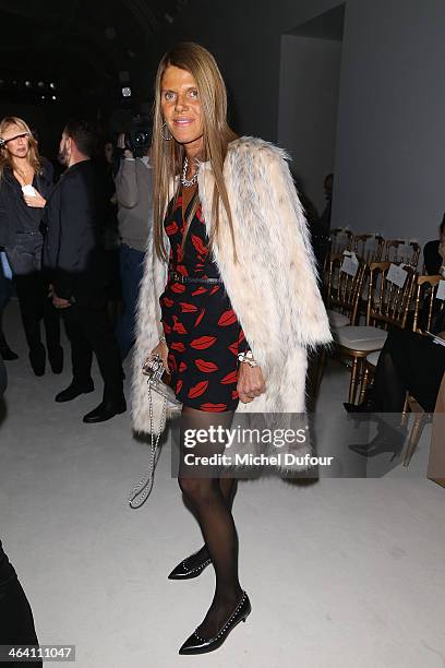 Anna Dello Russo attends the Giambattista Valli show as part of Paris Fashion Week Haute Couture Spring/Summer 2014 on January 20, 2014 in Paris,...