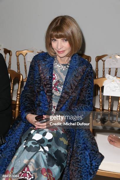 Anna Wintour attend the Giambattista Valli show as part of Paris Fashion Week Haute Couture Spring/Summer 2014 on January 20, 2014 in Paris, France.