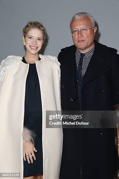 Alexander Lebedev and Elena Perminova attend the Giambattista Valli show as part of Paris Fashion Week Haute Couture Spring/Summer 2014 on January...