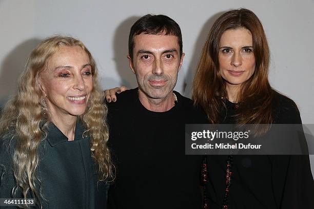 Franca Sozzani, Giambattista Valli and Livia Firth attend the Giambattista Valli show as part of Paris Fashion Week Haute Couture Spring/Summer 2014...