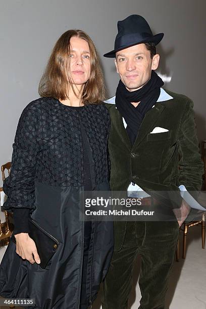 Karla Otto and Daniel de la Falaise attend the Giambattista Valli show as part of Paris Fashion Week Haute Couture Spring/Summer 2014 on January 20,...