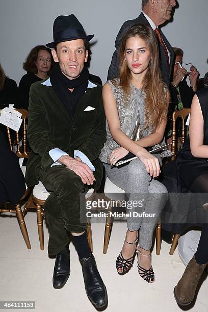 Daniel de la Falaise and Solene Hebert attend the Giambattista Valli show as part of Paris Fashion Week Haute Couture Spring/Summer 2014 on January...