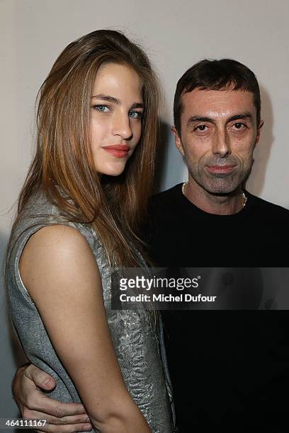 Solene Hebert and Giambattista Valli attend the Giambattista Valli show as part of Paris Fashion Week Haute Couture Spring/Summer 2014 on January 20,...
