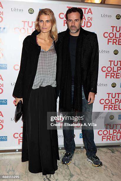 Actress Caludia Zanella and director Fausto Brizzi attend 'Tutta colpa di Freud' premiere at Teatro dell'Opera on January 20, 2014 in Rome, Italy.