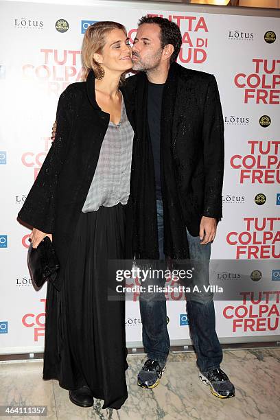 Actress Caludia Zanella and director Fausto Brizzi attend 'Tutta colpa di Freud' premiere at Teatro dell'Opera on January 20, 2014 in Rome, Italy.