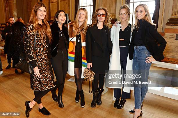Bianca Brandolini, Noor Fares, Eugenie Niarchos, Camilla Al Fayed, Alexia Niedzielski and Lauren Santo Domingo attend the ISSA Autumn/Winter 2015...