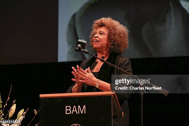 Activist Angela Davis attends the 28th Annual Brooklyn Tribute to Dr. Martin Luther King Jr. At BAM Howard Gilman Opera House on January 20, 2014 in...