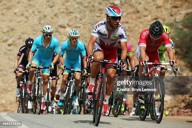 Luca Paolini of Italy and Team Katusha rides up the climb of Al Hamriyah on stage 6 of the 2015 Tour of Oman, a 133.5km road stage from Oman Air to...