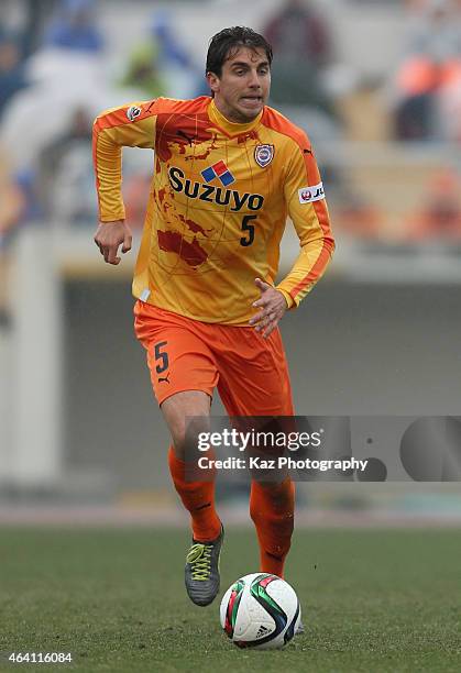 Dejan Jakovic of Shimizu S-Pulse in action during the pre-season match between Shimizu S-Pulse and Ventforet Kofu at Ashitaka Stadium on February 22,...