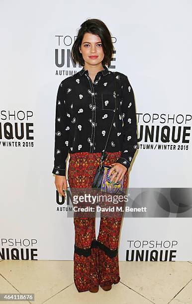 Pixie Geldof attends the Topshop Unique show during London Fashion Week Fall/Winter 2015/16 at Tate Britain on February 22, 2015 in London, England.