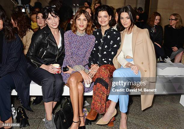 Daisy Lowe, Alexa Chung, Pixie Geldof and Kendall Jenner attend the Topshop Unique show during London Fashion Week Fall/Winter 2015/16 at Tate...