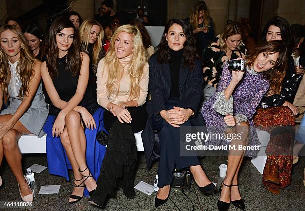 Harley Viera Newton, Emily Ratajkowski, Ellie Goulding, Jessie Ware, Alexa Chung and Pixie Geldof attend the Topshop Unique show during London...