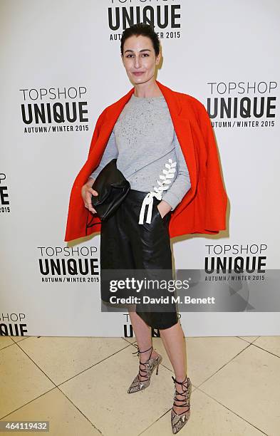 Erin O'Connor attends the Topshop Unique show during London Fashion Week Fall/Winter 2015/16 at Tate Britain on February 22, 2015 in London, England.