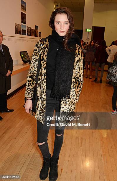 Matilda Lowther attends the Topshop Unique show during London Fashion Week Fall/Winter 2015/16 at Tate Britain on February 22, 2015 in London,...