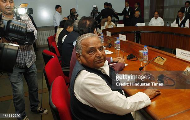 Samajwadi Party Chief Mulayam Singh and other leaders during the all-party meeting called by Loksabha Speaker Sumitra Mahajan ahead of Budget session...