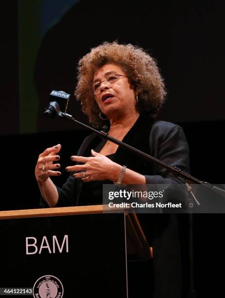 Activist Angela Davis attends the 28th Annual Brooklyn Tribute to Dr. Martin Luther King Jr. At BAM Howard Gilman Opera House on January 20, 2014 in...