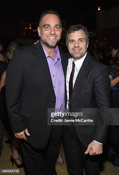 Host Michael Sugar and actor Mark Ruffalo attend the Grey Goose hosted Michael Sugar, Doug Wald and Warren Zavala pre-oscar party at Sunset Tower on...