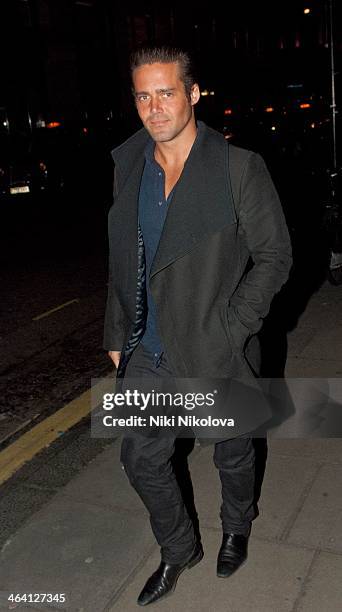 Spencer Matthews is seen in Mayfair on January 20, 2014 in London, England.