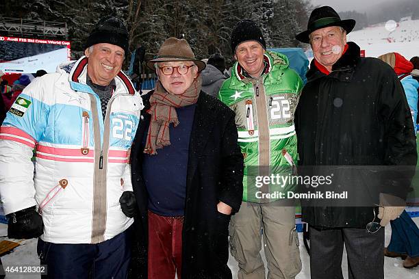 Willy Bogner, Hubert Burda, Markus Wasmeier and Eddie Reinbold attend the Audi FIS Ski Cross World Cup 2015 on February 22, 2015 in Tegernsee,...