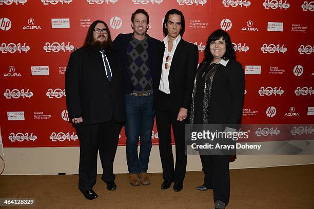 Iain Forsyth, Trevor Groth, Nick Cave and Jane Pollard attend the "20,000 Days On Earth" premiere at Egyptian Theatre on January 20, 2014 in Park...