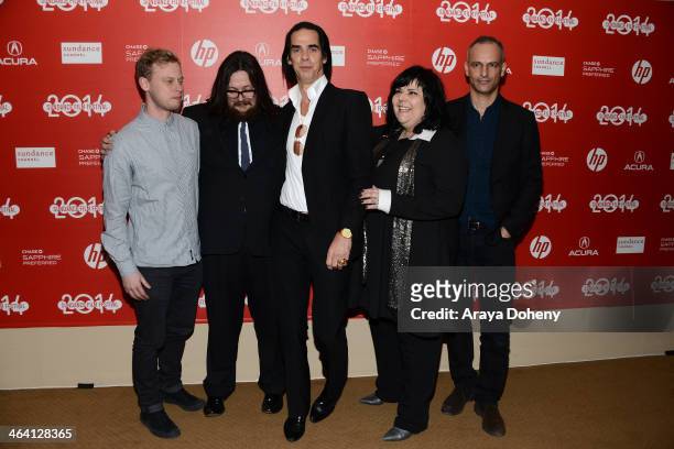 Dan Bowen, Iain Forsyth, Nick Cave, Jane Pollard and James Wilson attend the "20,000 Days On Earth" premiere at Egyptian Theatre on January 20, 2014...