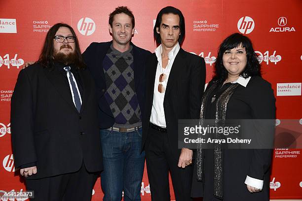 Iain Forsyth, Trevor Groth, Nick Cave and Jane Pollard attend the "20,000 Days On Earth" premiere at Egyptian Theatre on January 20, 2014 in Park...