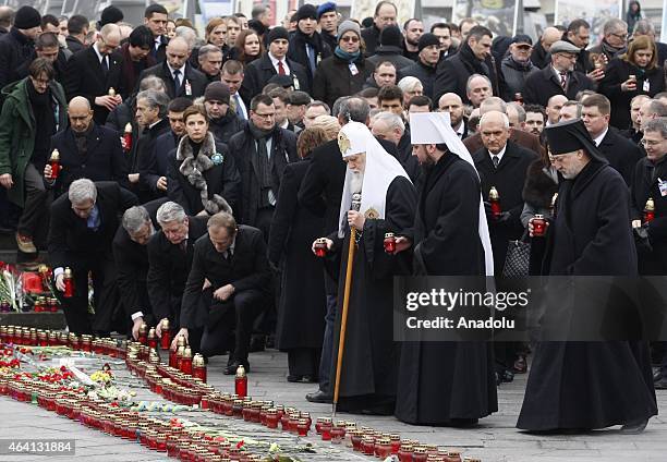 Ukrainian president Petro Poroshenko and his counterparts as well as top officials from EU attend ceremonies marking the first anniversary of the...