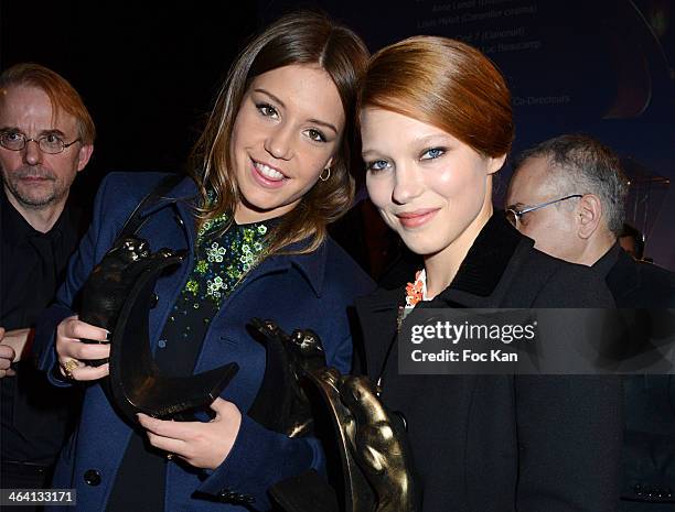 Adele Exarchopoulos and Lea Seydoux attend 'Les Lumieres 2014' Cinema Awards 19th Ceremony at Espace Cardin on January 20, 2014 in Paris, France.