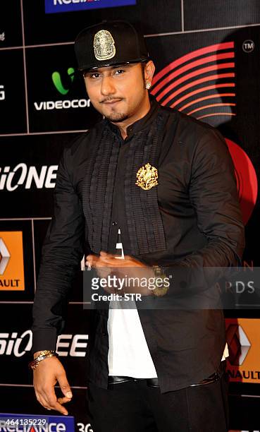 Indian singer/rapper, music producer Honey Singh poses during the 'Gima Awards' ceremony in Mumbai on January 20, 2014. AFP PHOTO