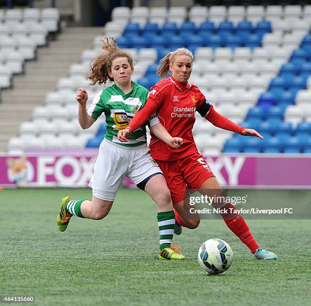 Gemma Bonner of Liverpool Ladies and Sarah Hill of Yeovil Town Ladies in action during the pre-season friendly between Liverpool Ladies and Yeovil...