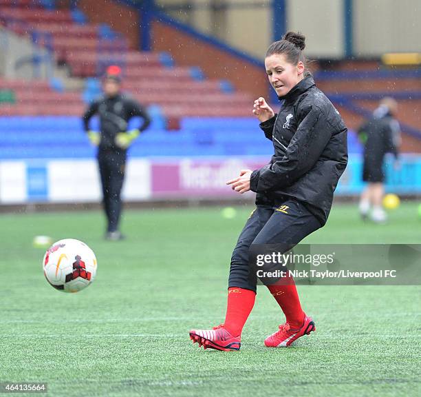 Nicole Rolser of Liverpool Ladies during the pre-match warm up before the pre-season friendly between Liverpool Ladies and Yeovil Town Ladies at...