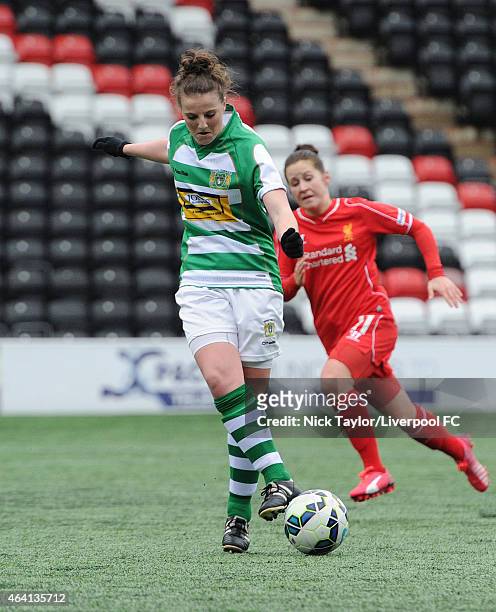 Ebony Dover of Yeovil Town Ladies in action during the pre-season friendly between Liverpool Ladies and Yeovil Town Ladies at Select Security Stadium...