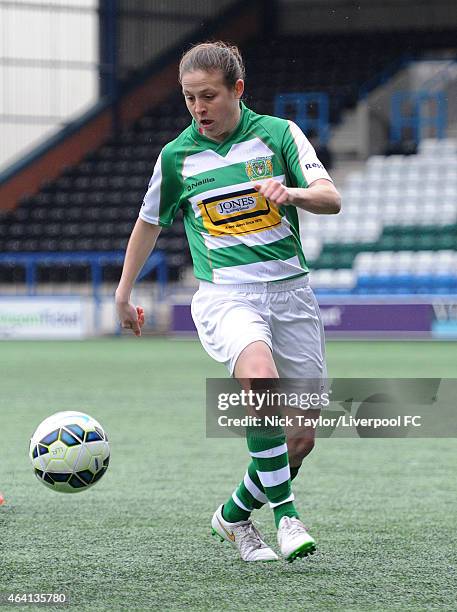 Annie Heatherson of Yeovil Town Ladies in action during the pre-season friendly between Liverpool Ladies and Yeovil Town Ladies at Select Security...