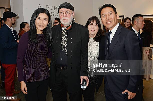 Jean Fang, Pringle of Scotland CEO, Albert Watson, guest and Douglas Fang attend the Pringle of Scotland Fully Fashioned Exhibition and Autumn/Winter...