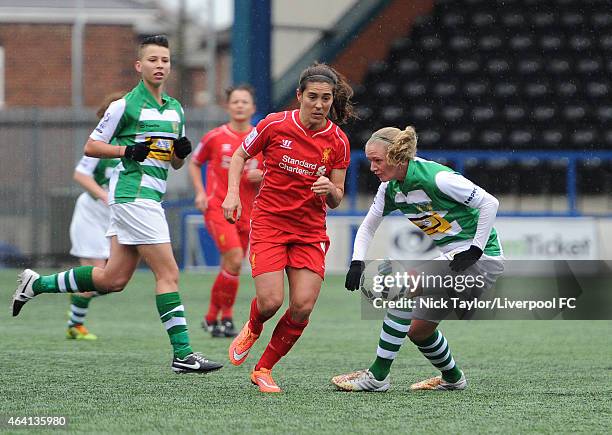 Fara Williams of Liverpool Ladies and Helen Bleazard of Yeovil Town Ladies in action during the pre-season friendly between Liverpool Ladies and...