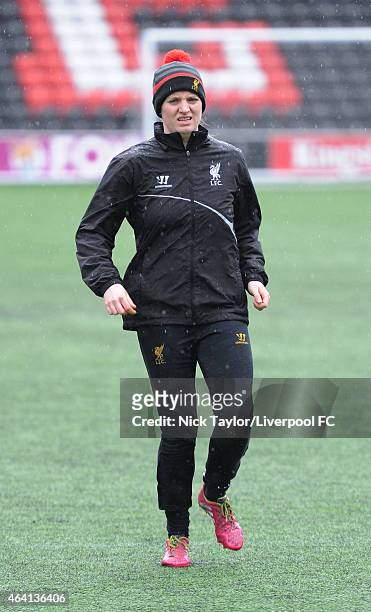 Libby Stout of Liverpool Ladies during the half time warm up during the pre-season friendly between Liverpool Ladies and Yeovil Town Ladies at Select...