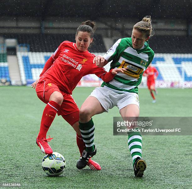 Nicole Rolser of Liverpool Ladies and Natalie Haigh of Yeovil Town Ladies in action during the pre-season friendly between Liverpool Ladies and...
