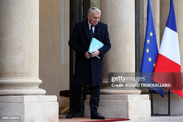 French Prime minister Jean-Marc Ayrault leaves the Elysee presidential palace in Paris on January 21 after a ministerial meeting on the so-called...