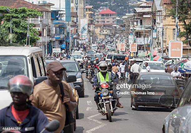 Street scenery, urban traffic on August 07 in Freetown, Sierra Leone. Photo by Thomas Imo/Photothek via Getty Images)